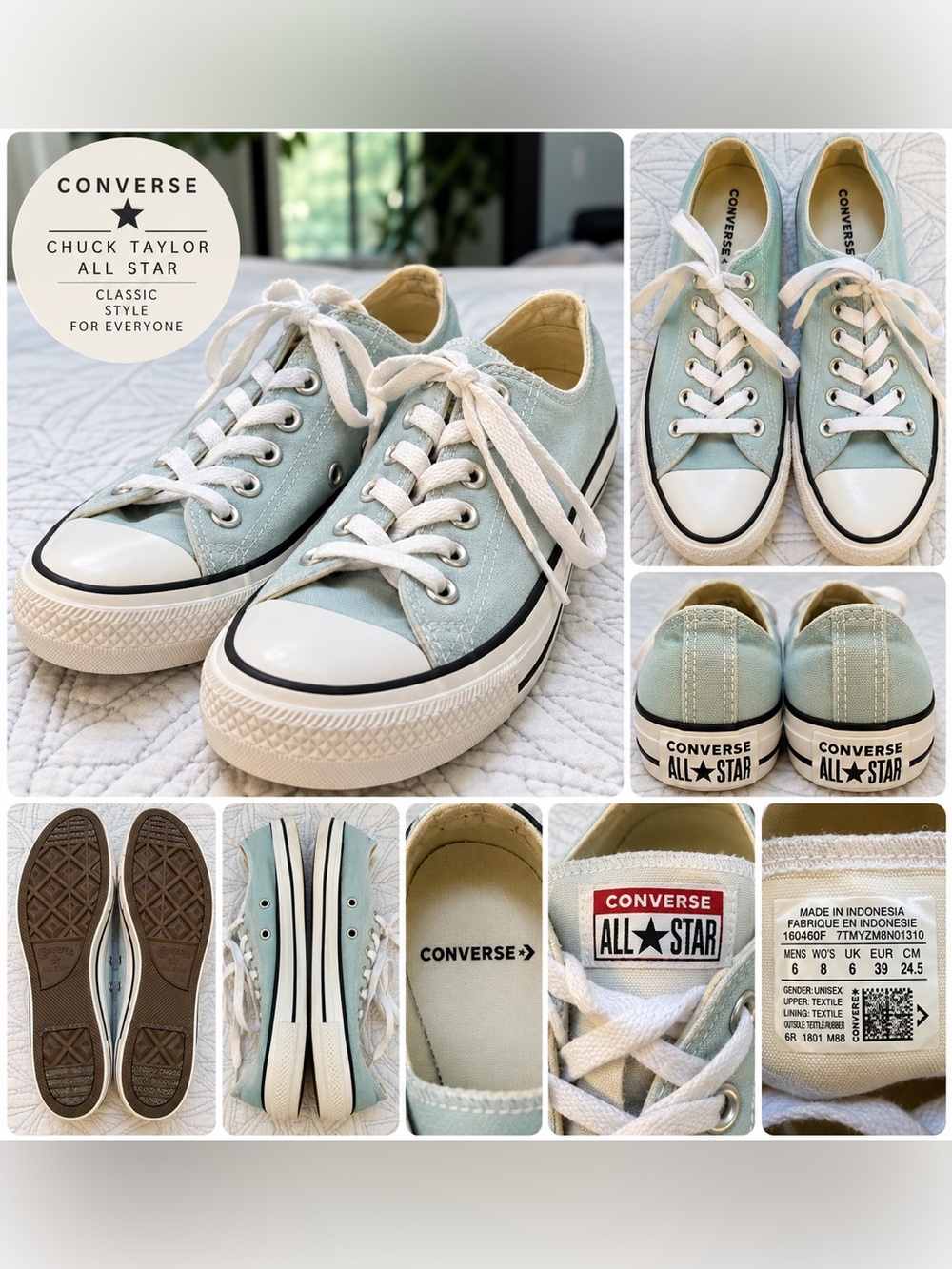 Converse Chuck Taylor All Star Low Top Sneakers Light Blue Unisex M6/W8 EUC